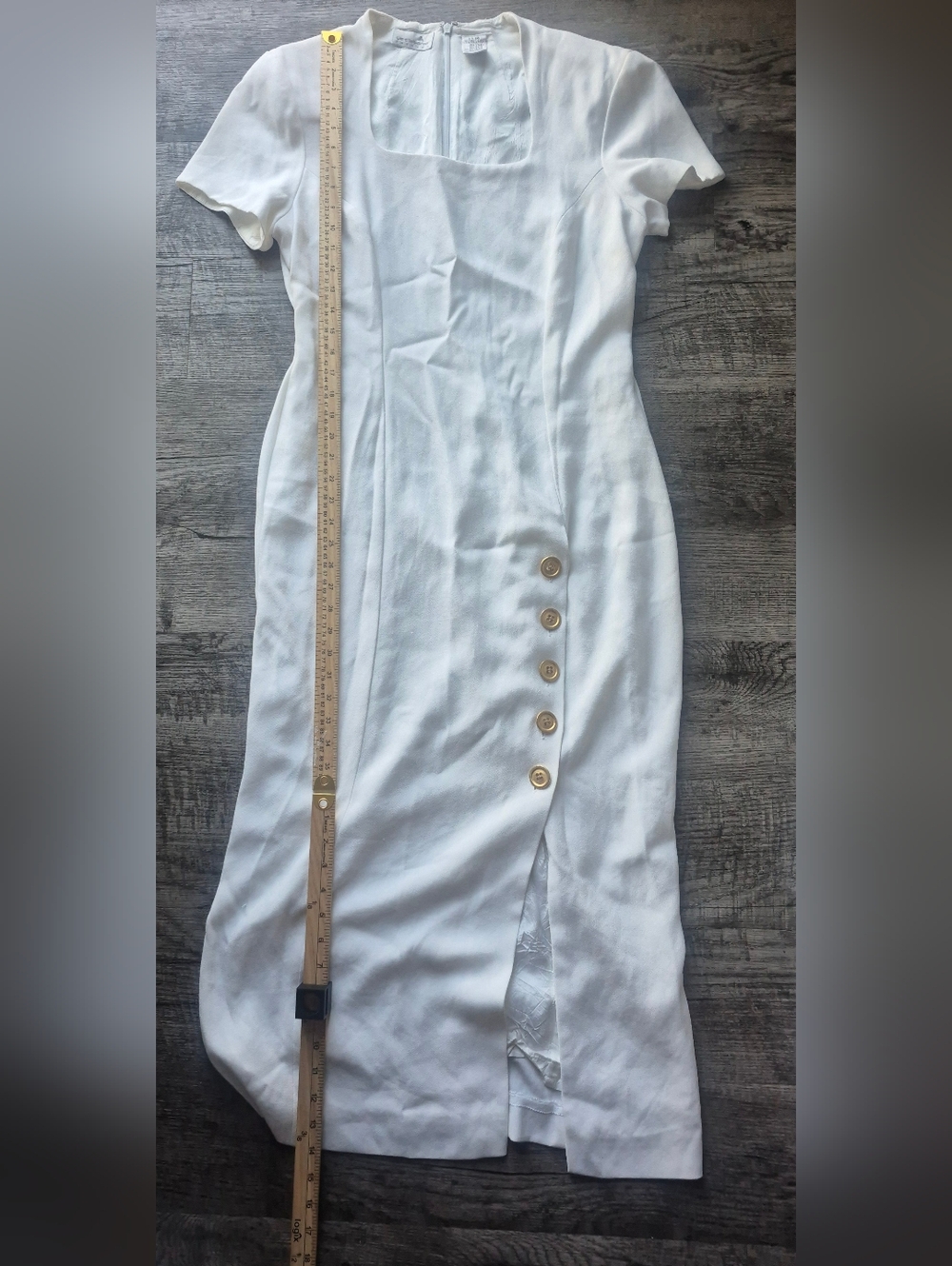 Liz Claiborne White Midi Skirt with Side Button Accent